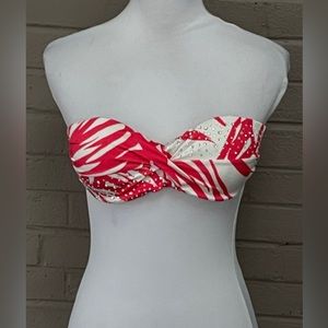 Victoria’s Secret  red & white rhinestone bikini top  34B